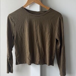 Girlfriend Collective Olive Crop Long Sleeve Tee